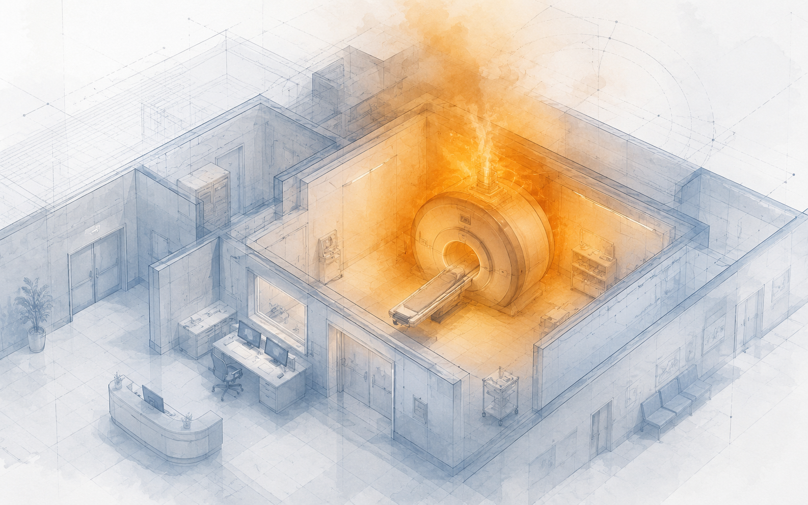 MRI suite thermal burden — helium boil-off and thermal instability