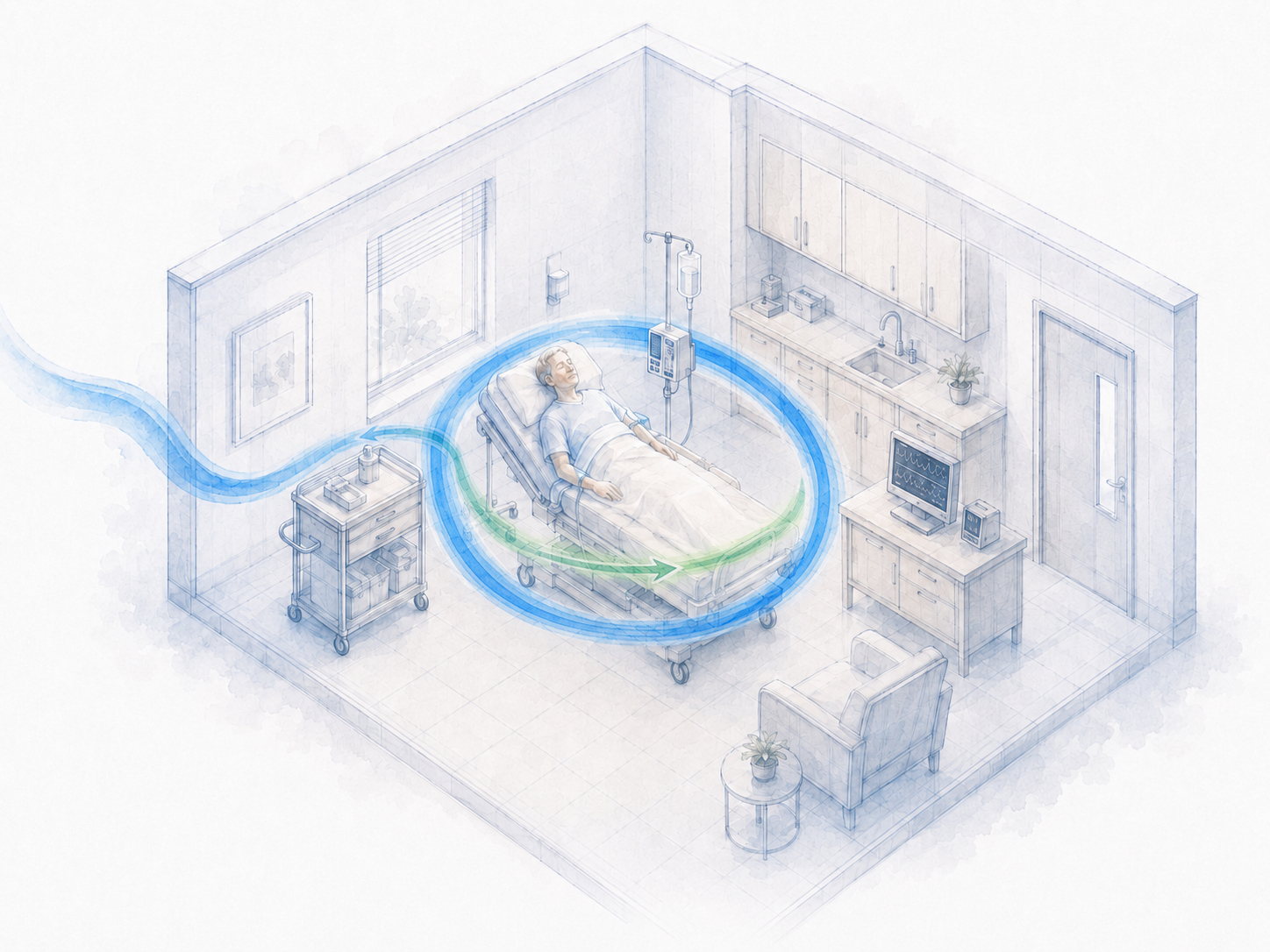 CryoFlux governed cold pathway delivering precision therapeutic cold directly to the patient treatment zone